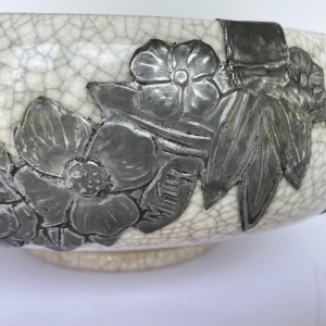 Boch Frères La Louvière, coupe Art Nouveau en faïence craquelée, début XXe s