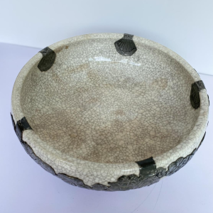 Boch Frères La Louvière, Art Nouveau crackled earthenware bowl, early 20th century
