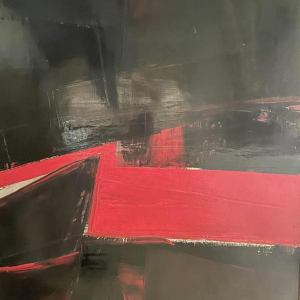 Serge DETRIAUX Abstraction rouge 90x115 cm painting