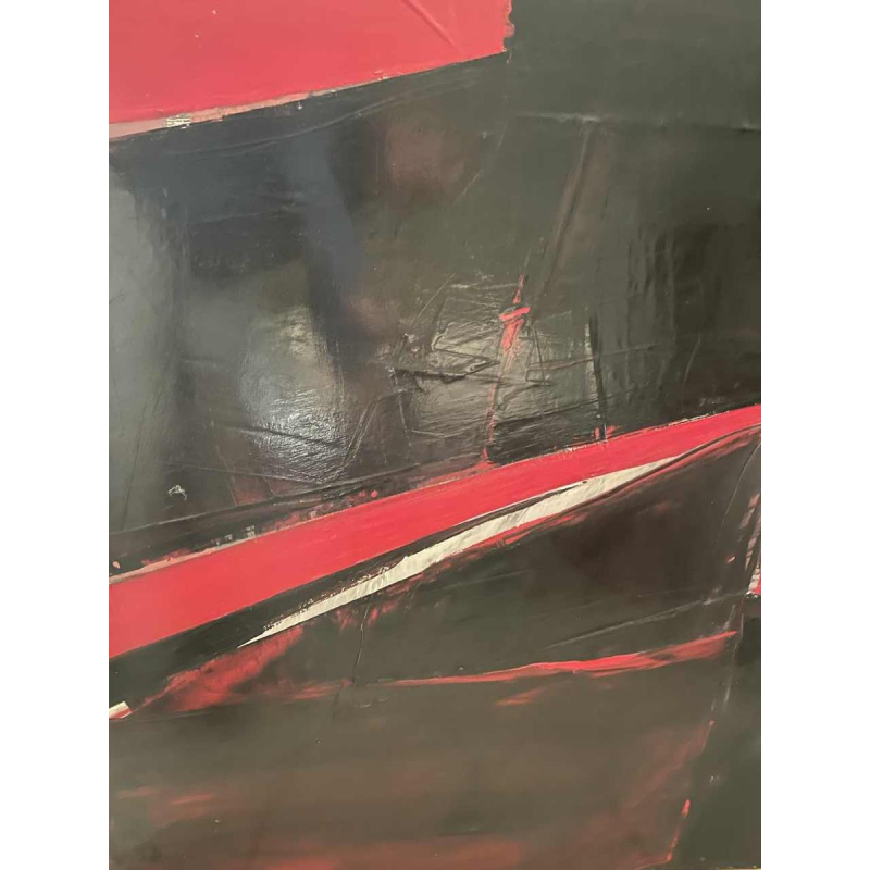 Serge DETRIAUX Abstraction rouge 90x115 cm schilderij