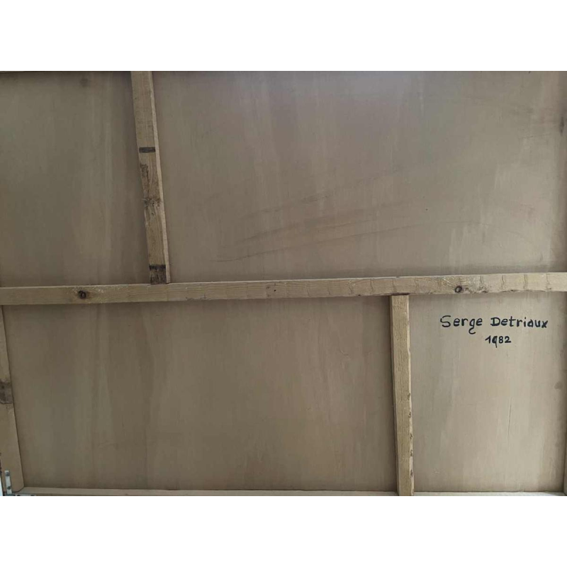 Serge DETRIAUX «Abstraction rouge» tableau huile sur panneau