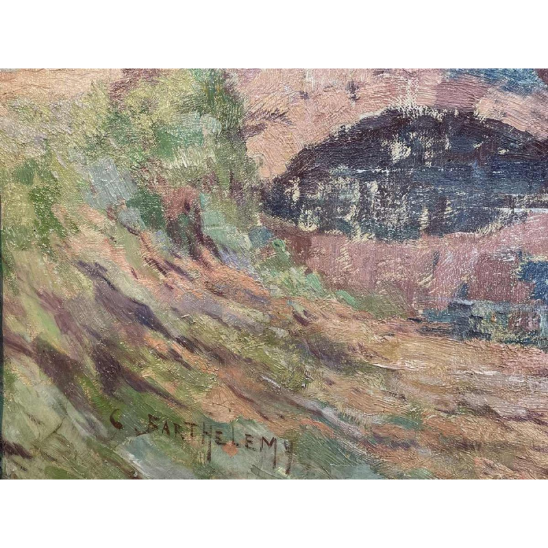 Camille BARTHELEMY « Le pont de Villers-sur-Semois » hst 65x100 cm