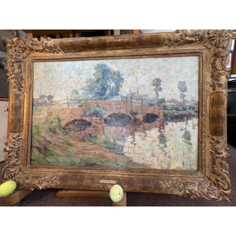 Camille BARTHELEMY « Le pont de Villers-sur-Semois » hst 65x100 cm