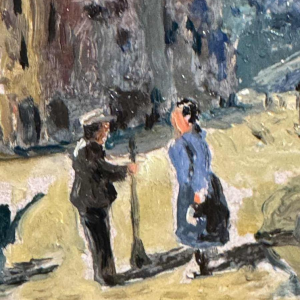 Albert DANDOY "Bridge street Namur1960" painting oil on copper