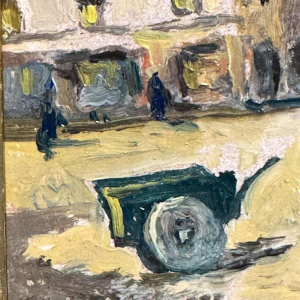 Albert DANDOY « Rue du Pont 1960 » peinture huile sur cuivre