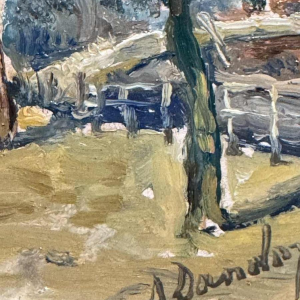 Albert DANDOY "Bridge street Namur1960" painting oil on copper