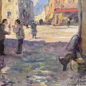 Albert DANDOY : « Namur - Rue Saint Hilaire 1950 » sur le grognon