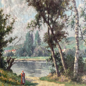 Albert DANDOY (1885-1977): paysage mosan animé et impressionniste de 1915