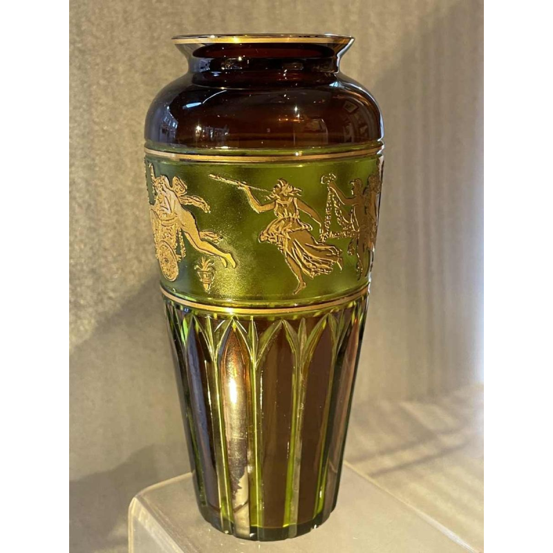 Val Saint-Lambert vase modèle viennois décor « Danse de Flore » Léon Ledru