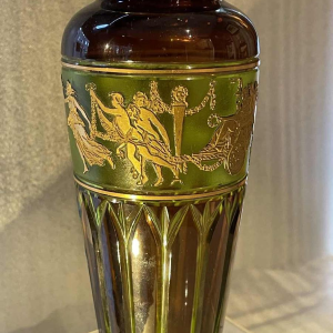 Val Saint-Lambert vase, Viennese style, decorated with "Dance of Flora" by Léon Ledru