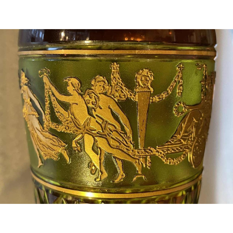 Val Saint-Lambert vase, Viennese style, decorated with "Dance of Flora" by Léon Ledru