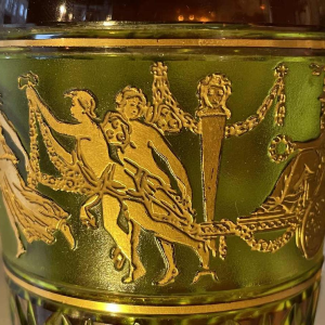 Val Saint-Lambert vase, Viennese style, decorated with "Dance of Flora" by Léon Ledru