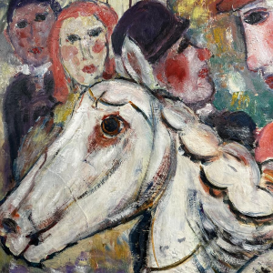 Marcel Hocq, huile sur toile expressioniste, 1989