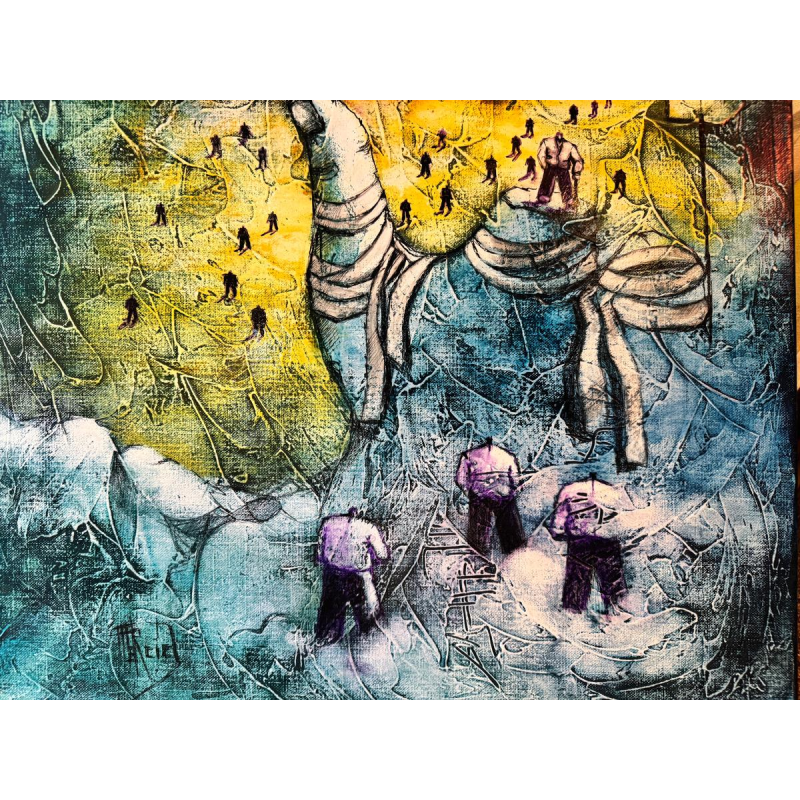 Michel MERCIE «L’escalade» peinture huile sur toile