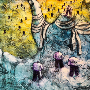 Michel MERCIE «L’escalade» peinture huile sur toile