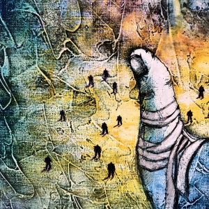 Michel MERCIE «L’escalade» peinture huile sur toile