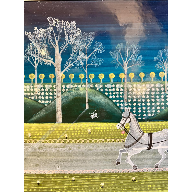 Danielle MOLINA «La petite famille en promenade» peinture huile sur panneau