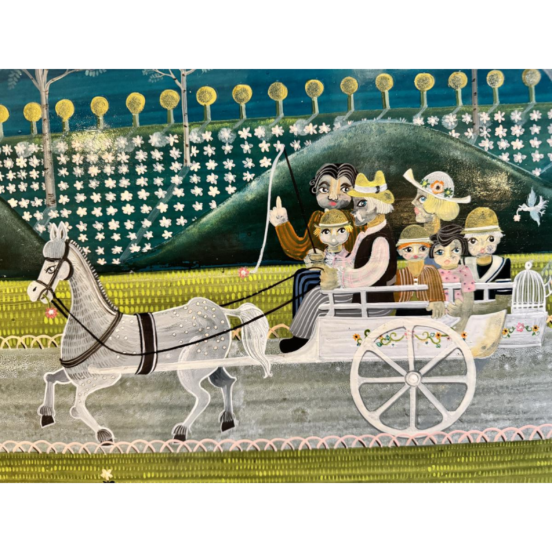 Danielle MOLINA “The Little Family on a Walk” oil painting on panel