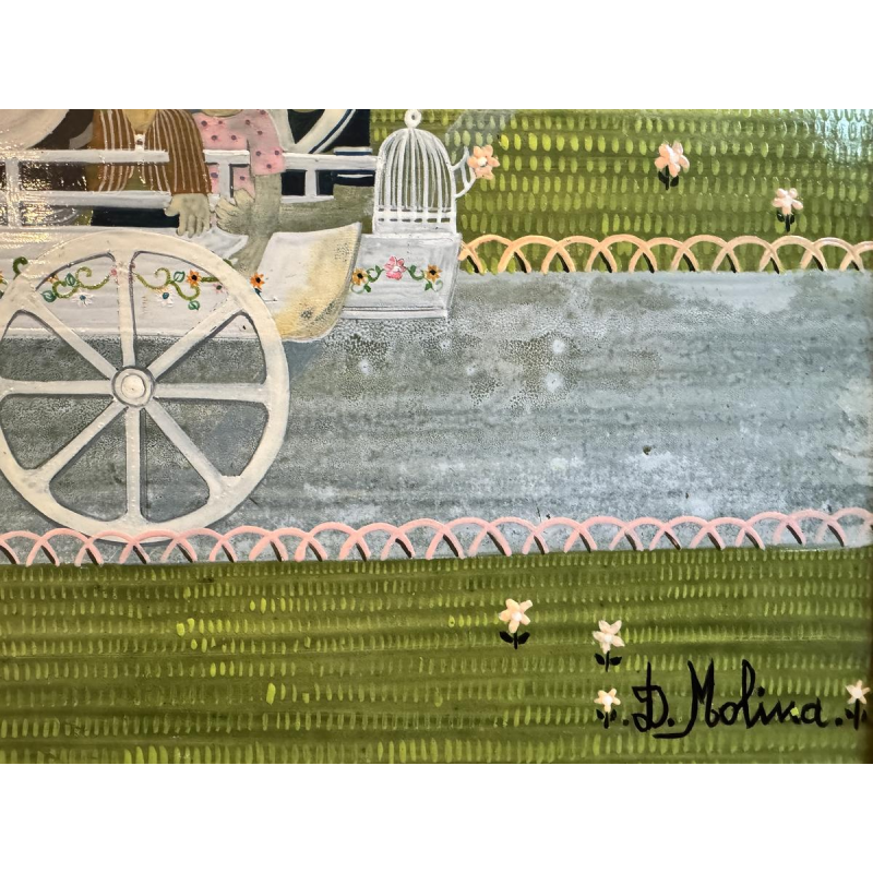 Danielle MOLINA “The Little Family on a Walk” oil painting on panel