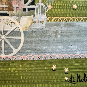 Danielle MOLINA “The Little Family on a Walk” oil painting on panel