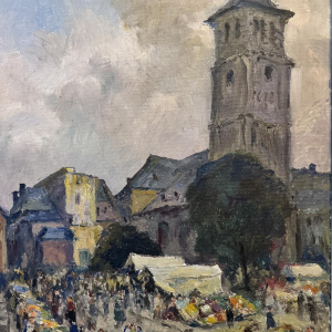 Albert Dandoy “Namur - De groentemarkt” 1974, olieverf op doek