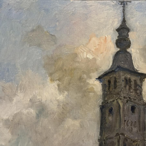 Albert DANDOY “Namur - The Vegetable Market” 1974, oil painting on canvas