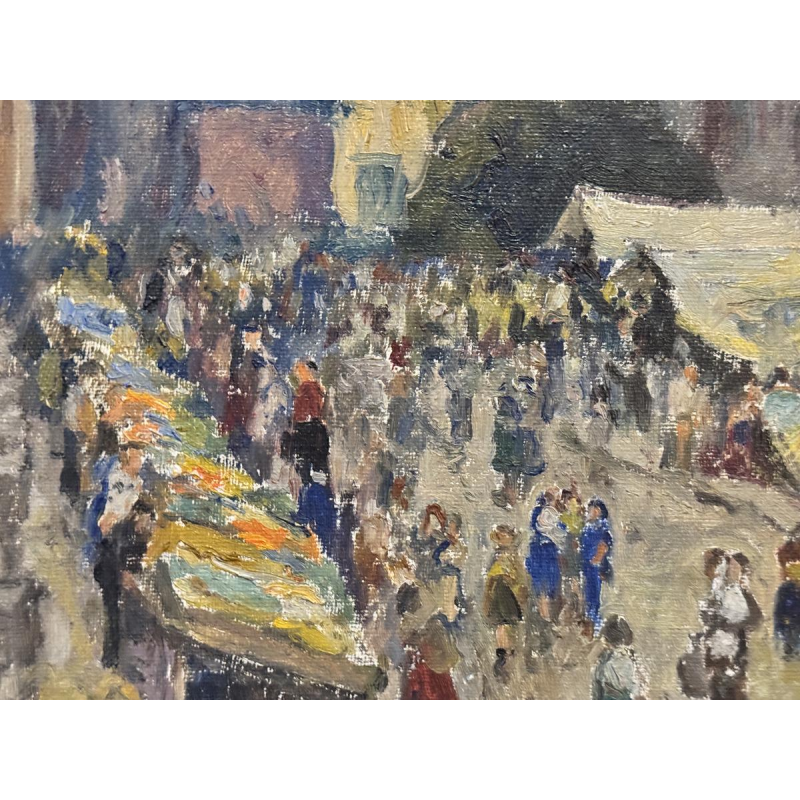 Albert Dandoy “Namur - De groentemarkt” 1974, olieverf op doek