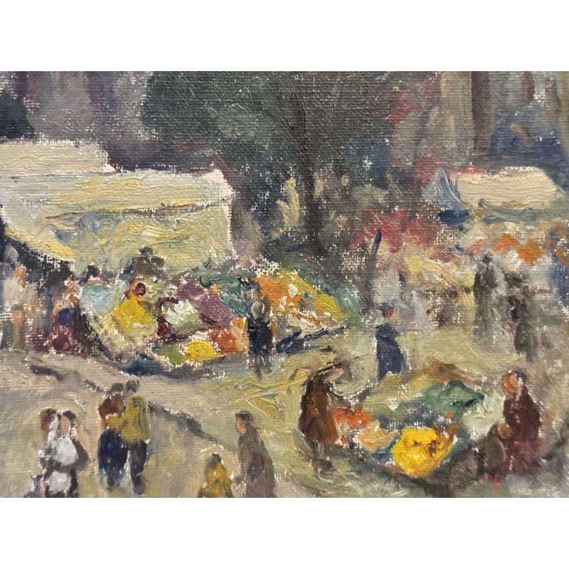Albert Dandoy “Namur - De groentemarkt” 1974, olieverf op doek