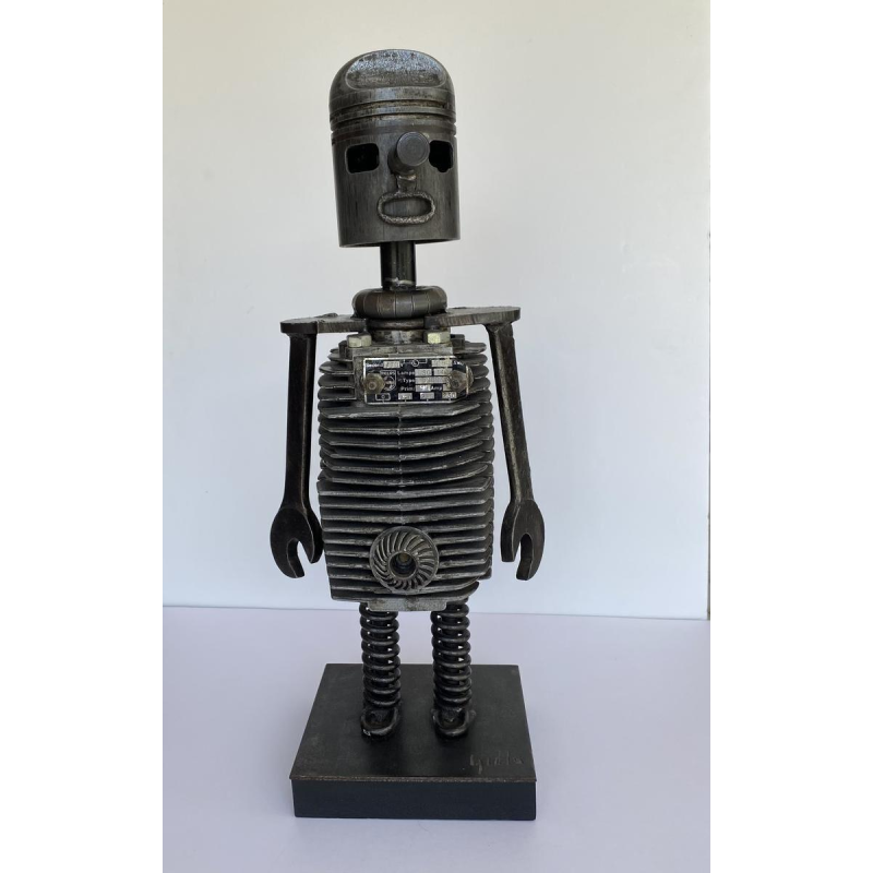 Ludo GIELS "Motorisch Wezen" sculpture, assemblage de pièces d'acier