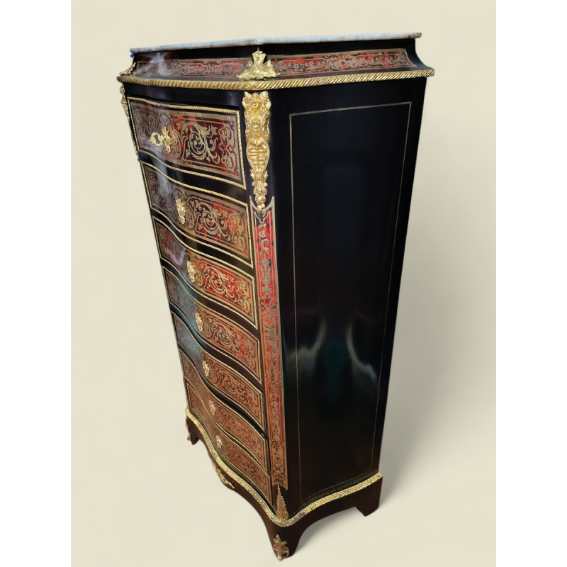 Wekelijkse lade/secretaris in Boulle-inlegwerk, Napoleon III-periode, door Romain Magniant, vergulder, rue Traversière, Parijs