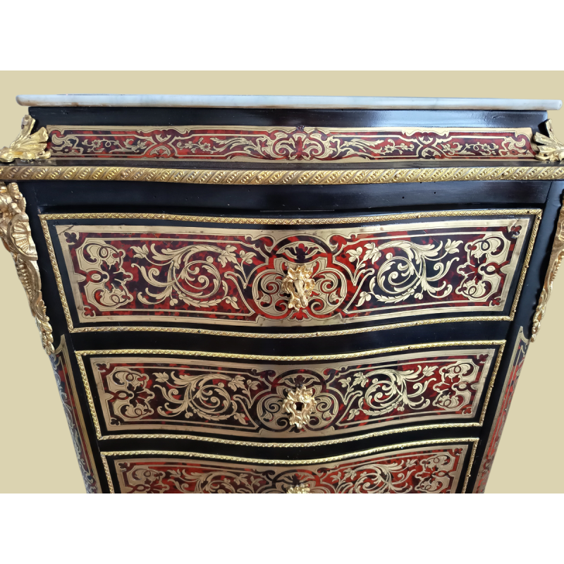 SEMAINIER / SECRETAIRE en marqueterie BOULLE , époque Napoléon III, Romain Magniant doreur rue Traversière à Paris