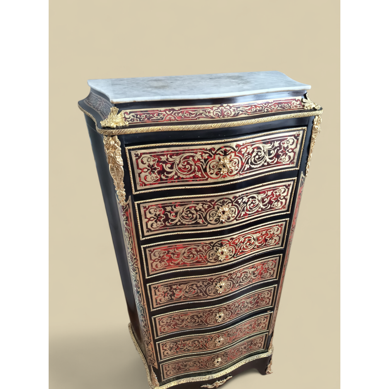 Weekly drawer/secretary in Boulle marquetry, Napoleon III period, by Romain Magniant, gilder, rue Traversière, Paris