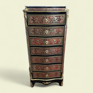 Wekelijkse lade/secretaris in Boulle-inlegwerk, Napoleon III-periode, door Romain Magniant, vergulder, rue Traversière, Parijs