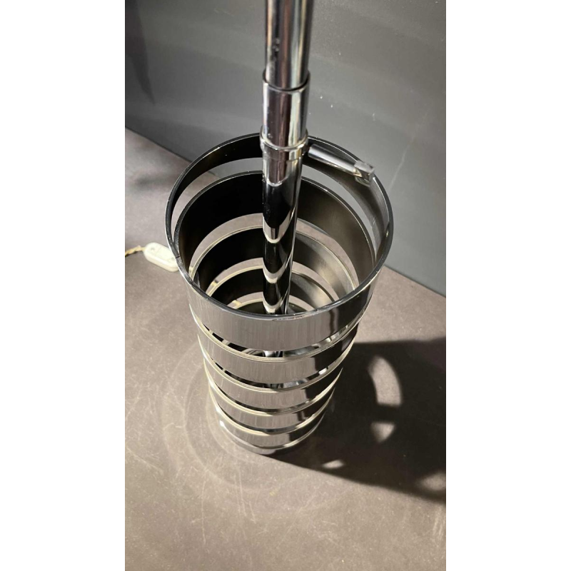 JACQUES CHARPENTIER, pied de lampe à poser spirale ressort, métal chromé, 1972