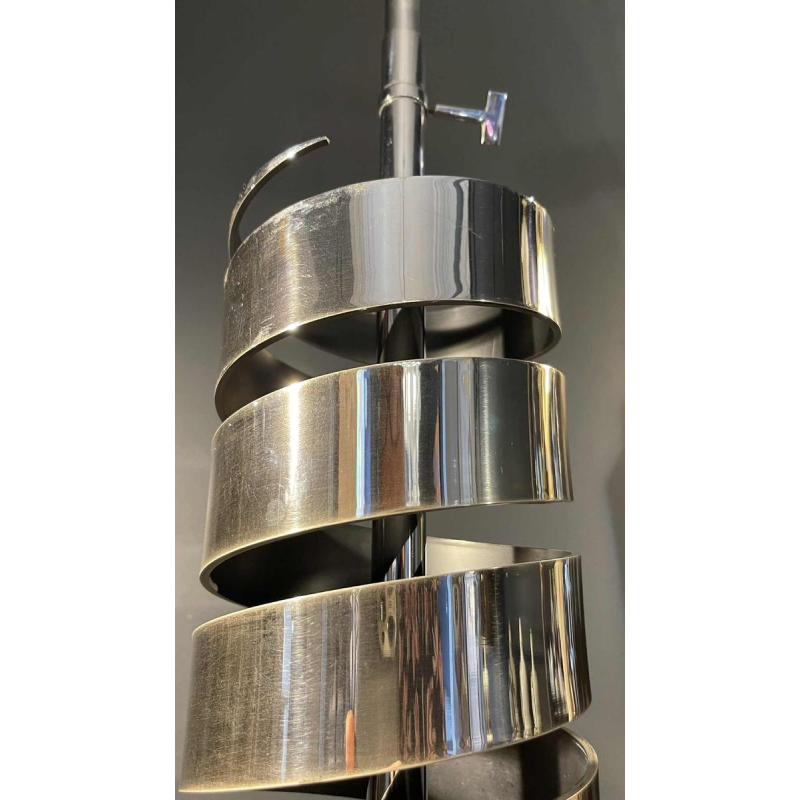 JACQUES CHARPENTIER, pied de lampe à poser spirale ressort, métal chromé, 1972