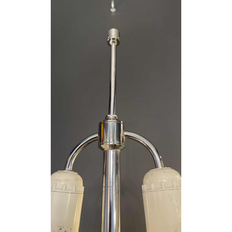 JACQUES CHARPENTIER, pied de lampe à poser spirale ressort, métal chromé, 1972