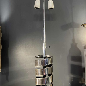 JACQUES CHARPENTIER, grote spiraal-/veerlamp, verchroomd metaal, 1972