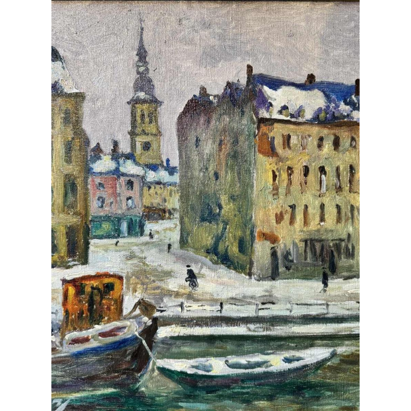 Albert DANDOY « Namen - winter 1940 » schilderij olie op doek