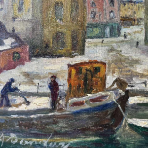 Albert DANDOY « Namen - winter 1940 » schilderij olie op doek