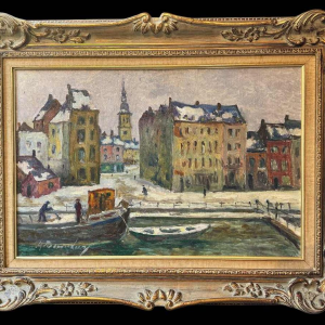 Albert DANDOY « Namen - winter 1940 » schilderij olie op doek