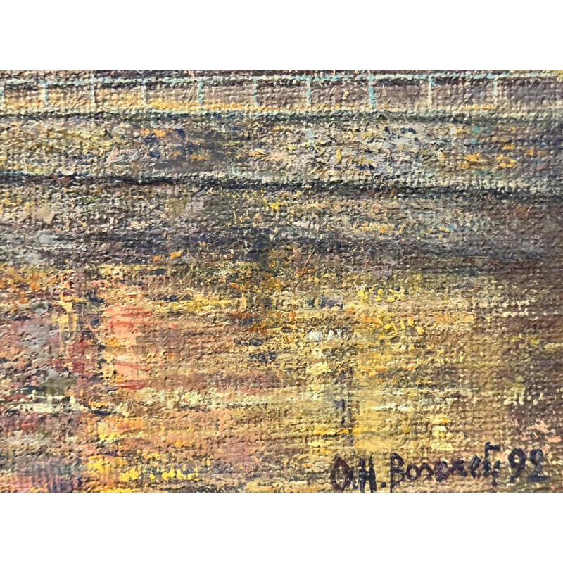 Olivier-Henri BOSERET “Sunset in Namur” oil painting on canvas mounted on canvas