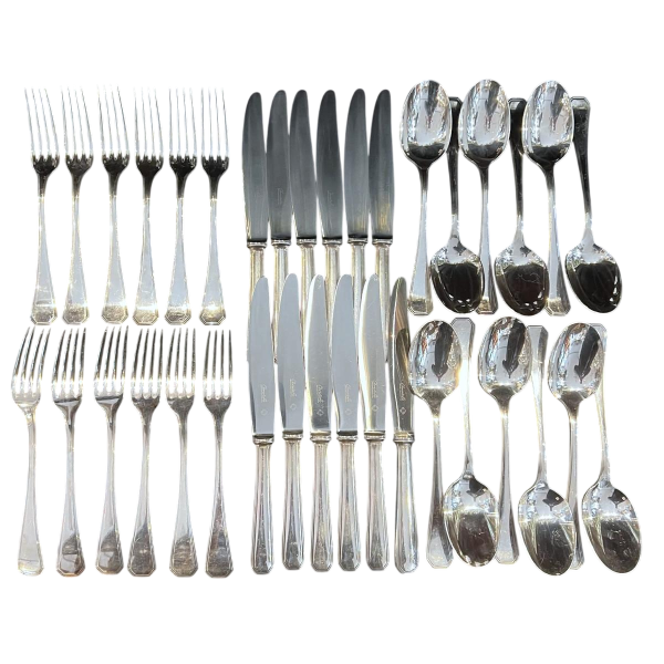 Luc Lanel pour Christofle, collection GALLIA modèle AMERICA Art Déco en métal argenté 36 pièces