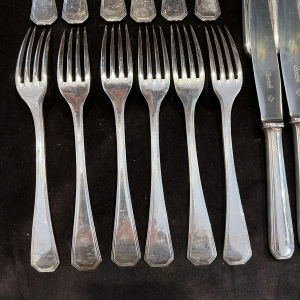 Luc Lanel for Christofle, GALLIA collection, AMERICA Art Deco model in silver-plated metal, 36 pieces