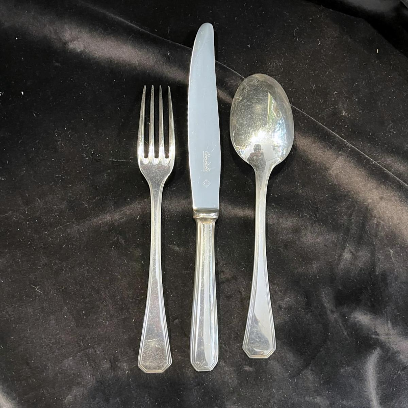 Luc Lanel for Christofle, GALLIA collection, AMERICA Art Deco model in silver-plated metal, 36 pieces