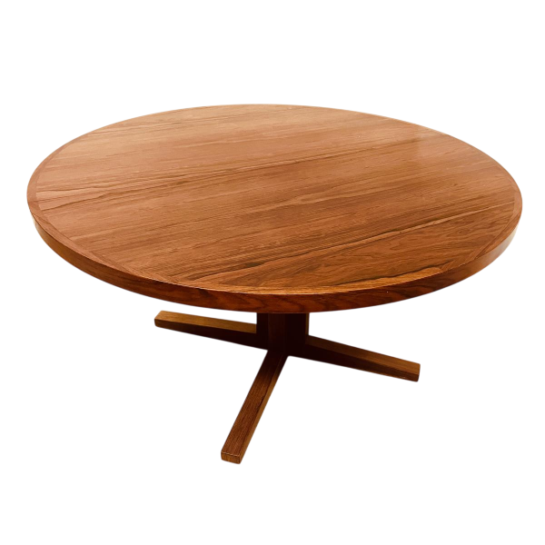 John MORTENSEN pour HELTBORG MOBLER, table à manger scandinave ronde palissandre, ca 1960-70