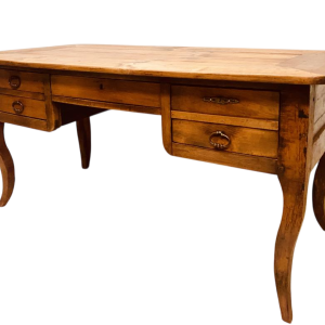 Bureau provincial à tiroirs de style Louis XV, merisier massif, vers 1900