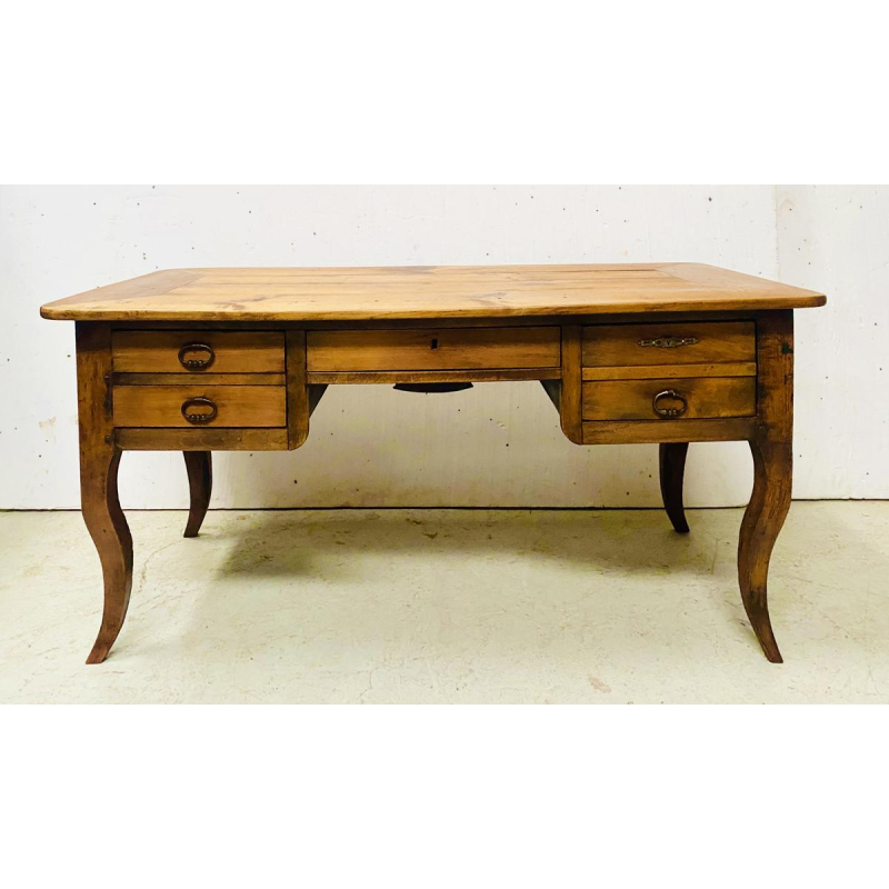 Provinciaal bureau in Lodewijk XV-stijl met lades, massief kersenhout, circa 1900.