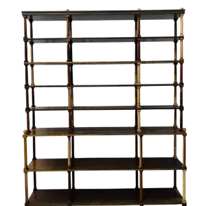 Open bookcase with 7 shelves, turned wood columns, fully demountable, 20th century