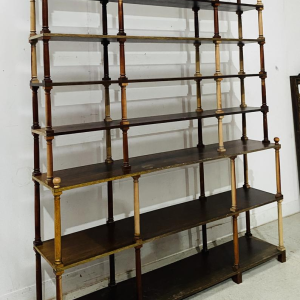 Open bookcase with 7 shelves, turned wood columns, fully demountable, 20th century