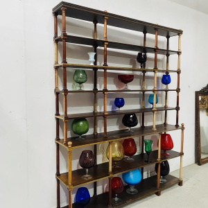 Open bookcase with 7 shelves, turned wood columns, fully demountable, 20th century